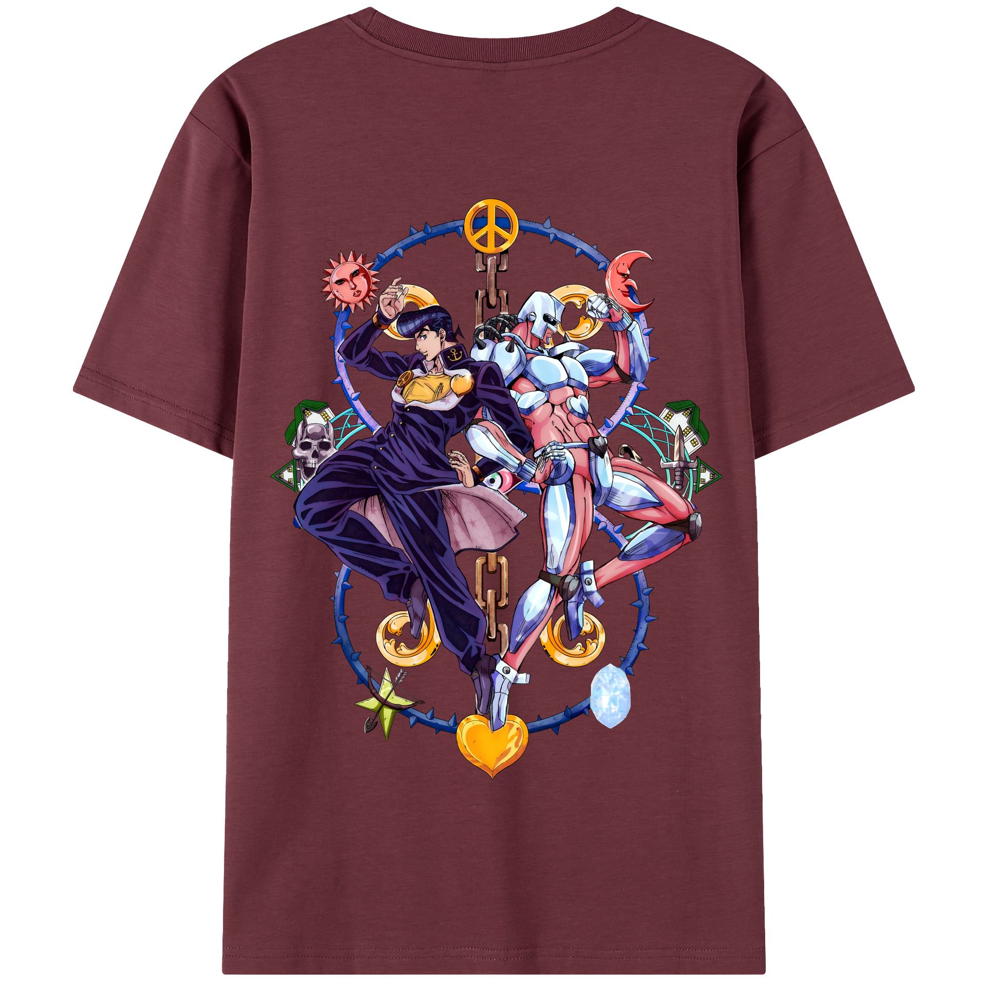 （画像用） ジョジョの奇妙な冒険 ひがしかた じょうすけ JoJo's Bizarre Adventure Higashikata Josuke 綿100％半袖Tシャツ（背面プリント）